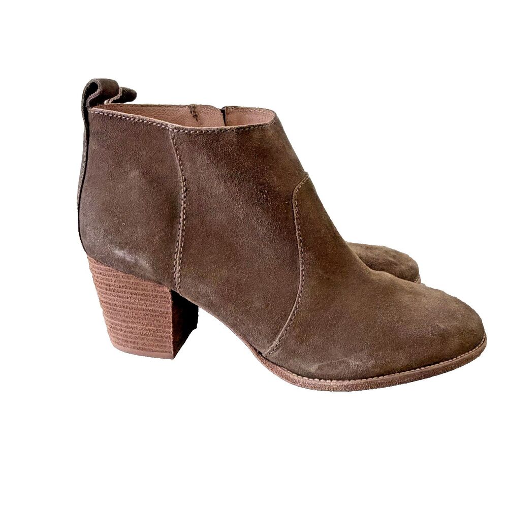Madewell The Brennar Ankle Boot Womens Size 9.5 Suede Olive Green Pull On Zipper